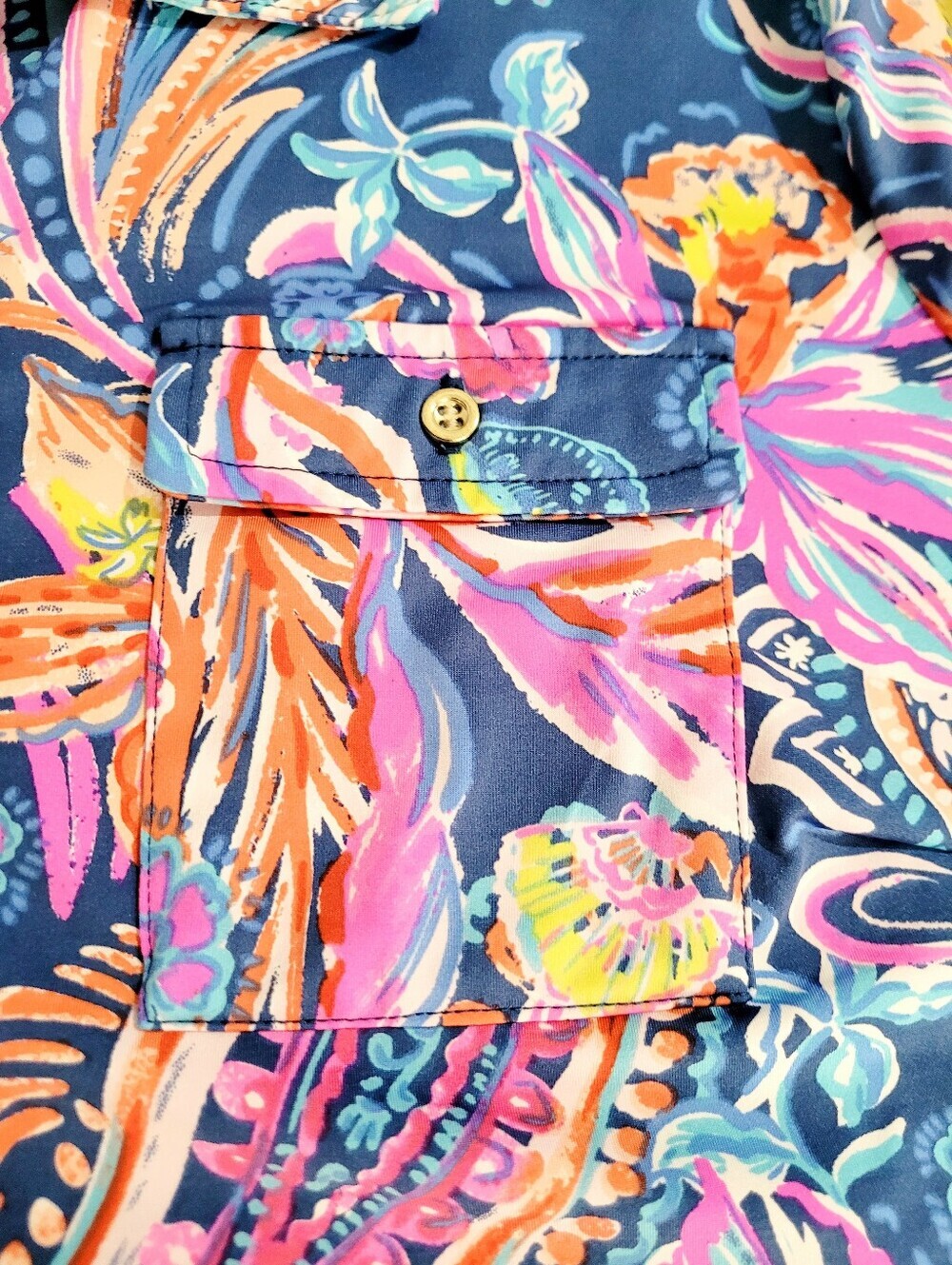Stella Parker Liquid Knit SPF Dress Large Coastal Grandma Paisley Travel Tunic - Picture 9 of 13